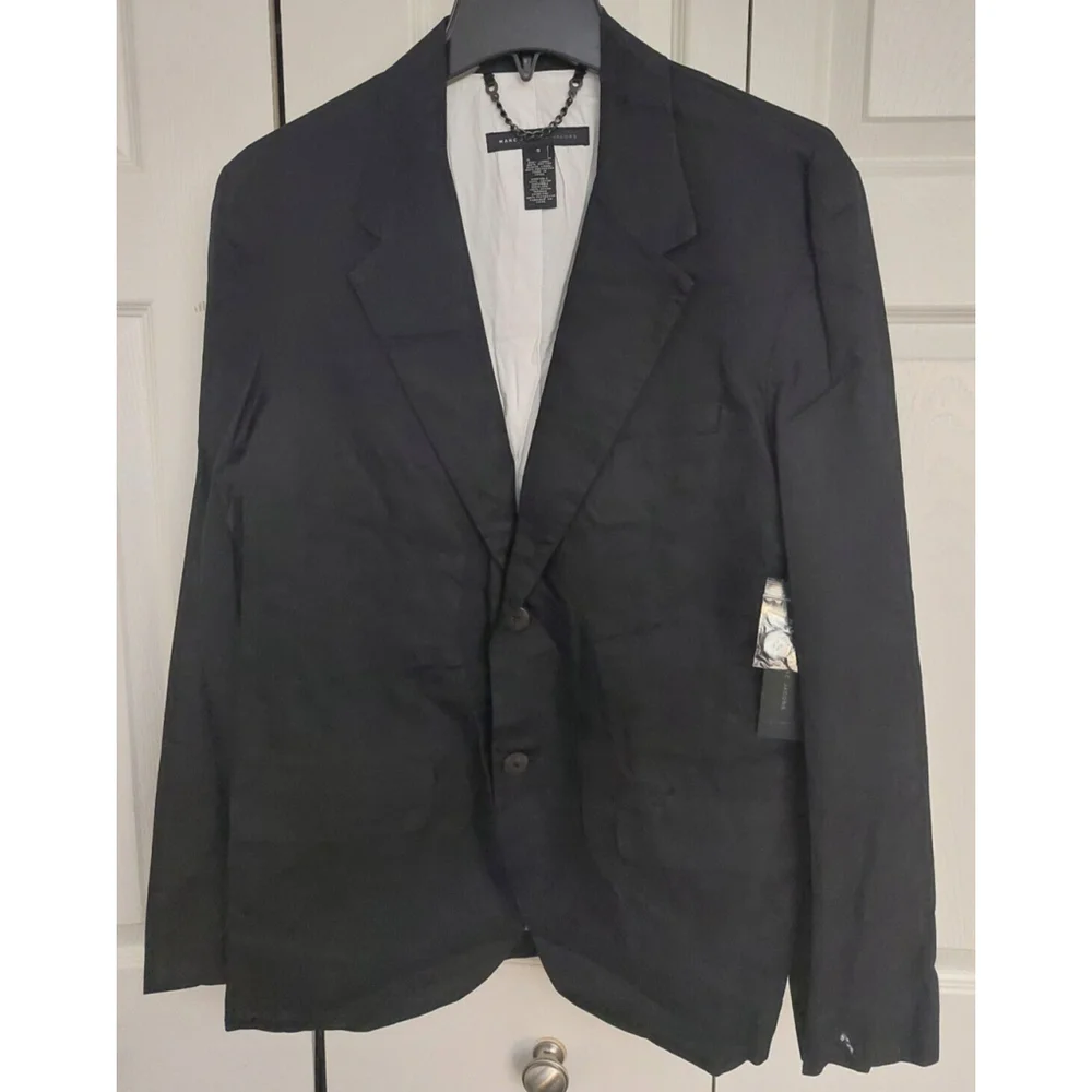 Marc by Marc Jacobs Mens Black Lined Cotton Blazer Suit Jacket Sz Small NWT $398
